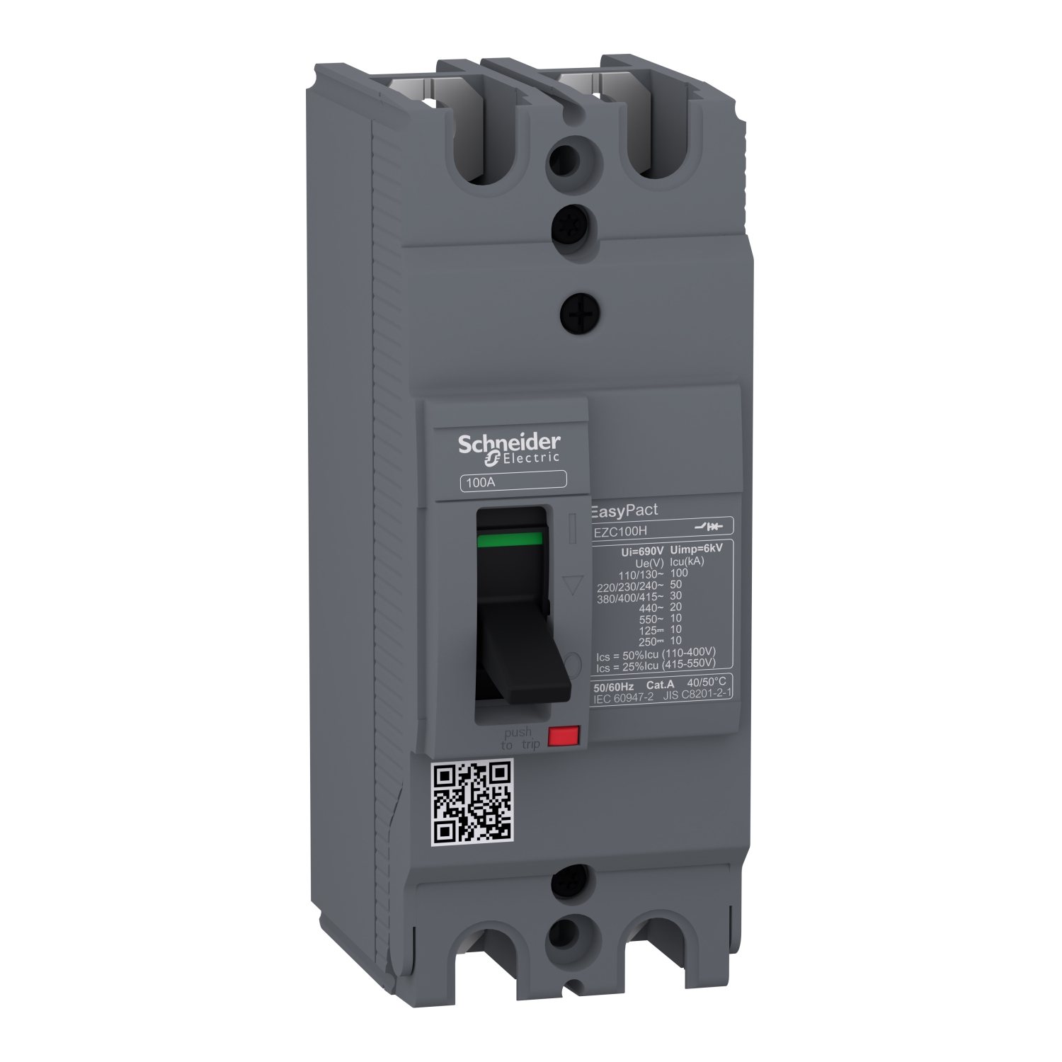 Kompakt megszakító energiaelosztás 2P2D fix 100A 0-20A-hő 30kA EasyPact EZC100H TMD Schneider
