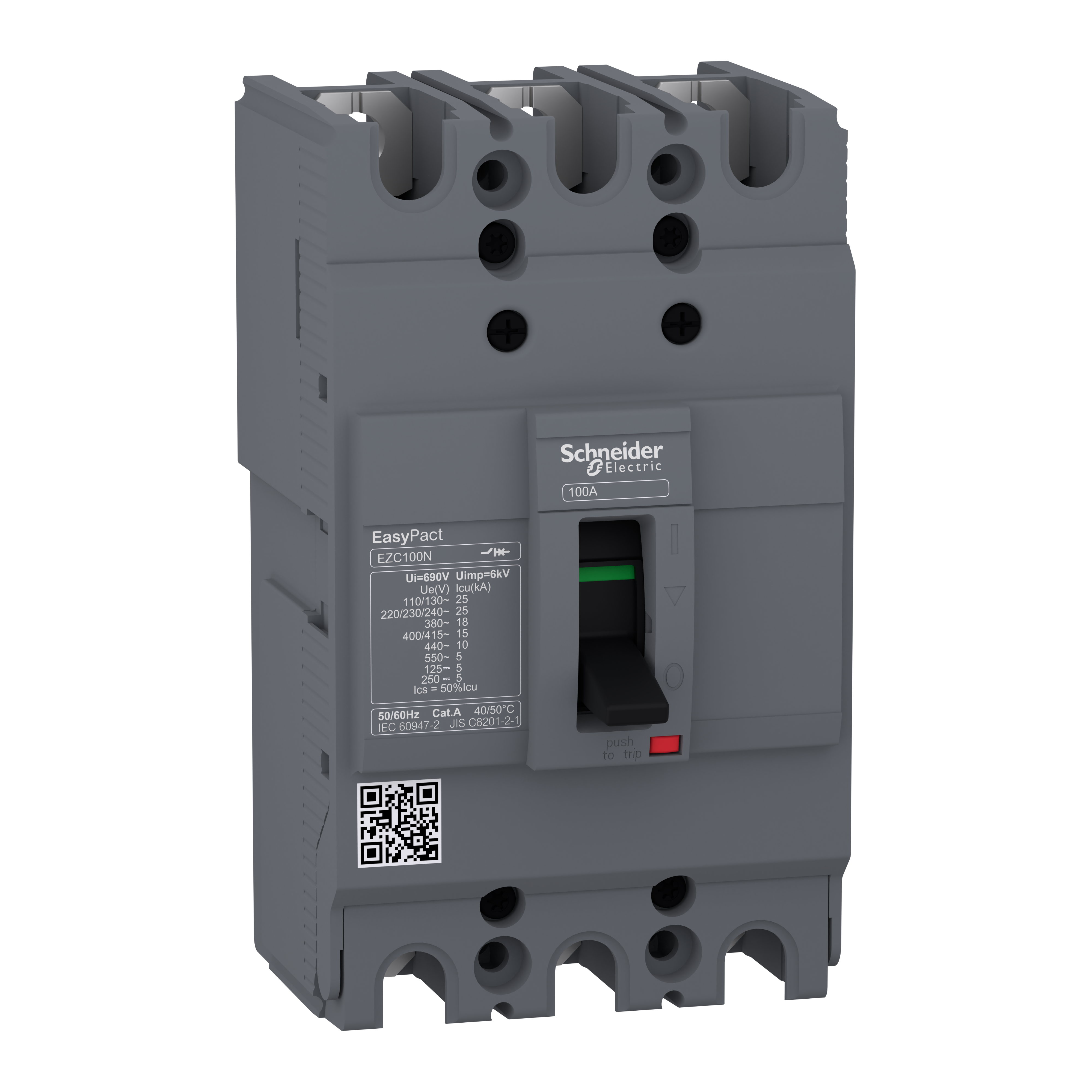 circuit breaker,EasyPact EZC100N ,TMD, 100A ,3 poles 3d