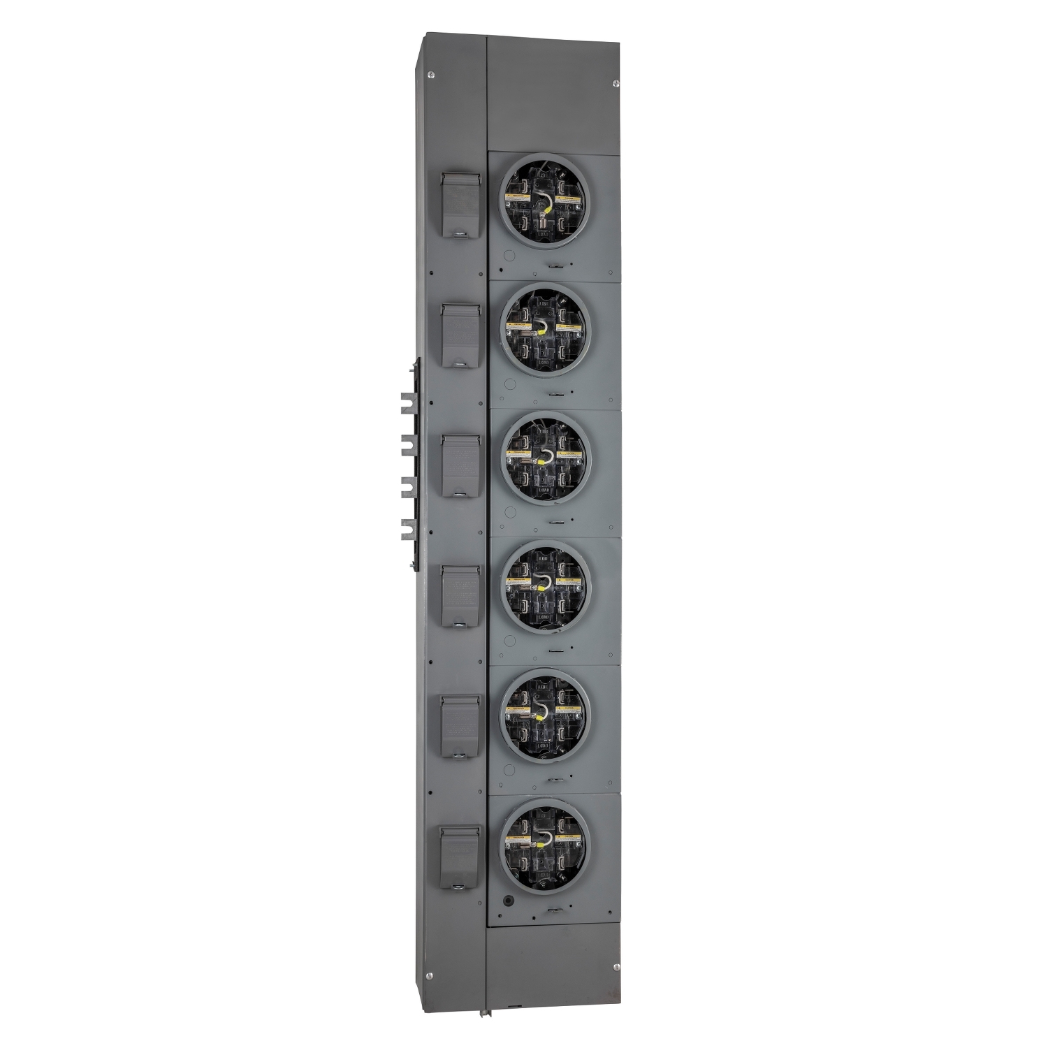 Branch unit, EZ Meter-Pak, 125A, 4 x 5 jaw sockets, 120/240VAC, lever bypass, ringless, 800A Al busbar