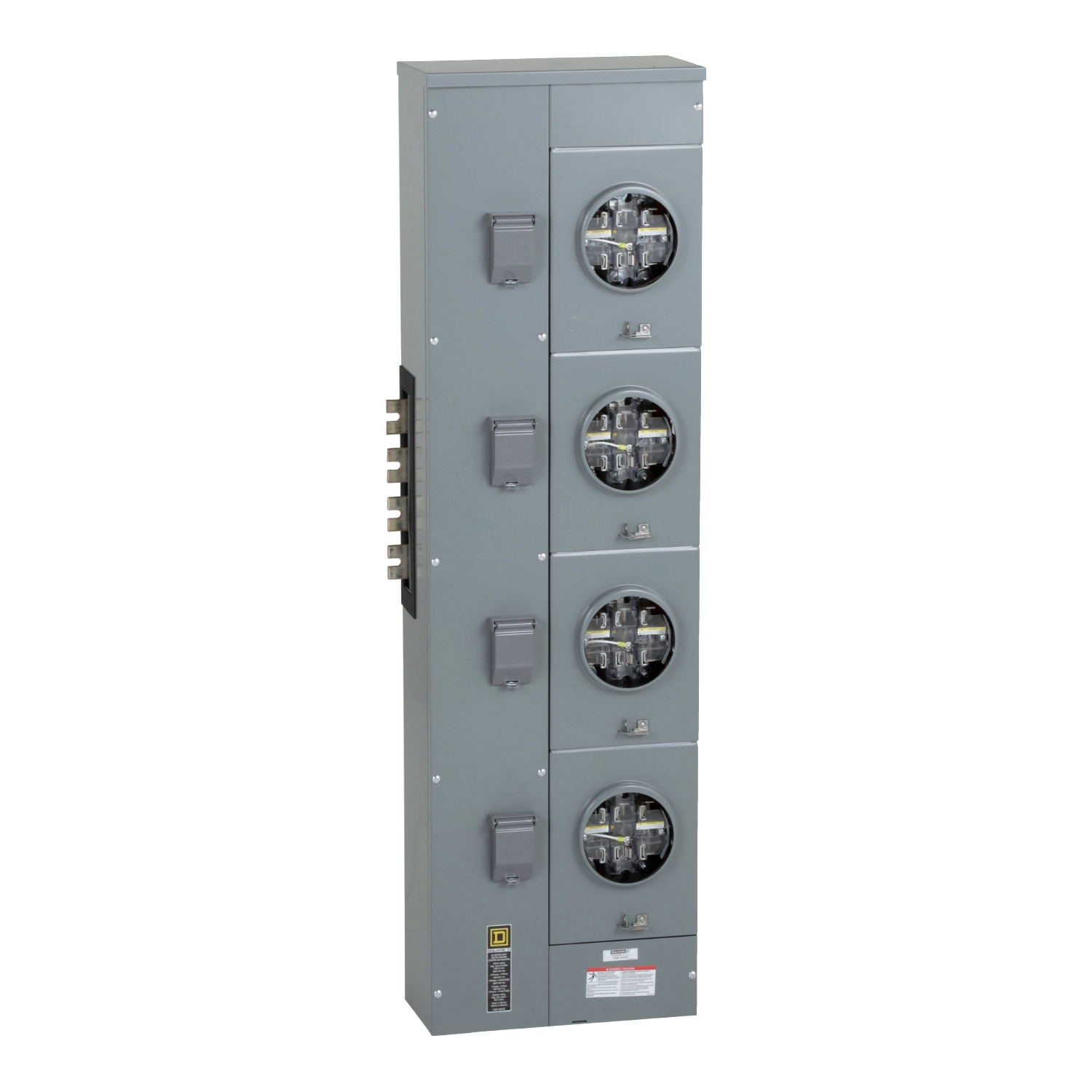 Branch unit, EZ Meter-Pak, 225A, 4 x 7 jaw sockets, 208Y/120VAC, lever bypass, ringless, 1200A Al/Cu busbar