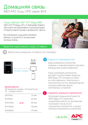 Домашняя связь: ИБП APC Easy UPS серии BVX