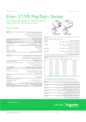 Erie™ VT/VS PopTop™ Series Two-Position Spring Return Valves General & High Close-Off PopTop Zone Valves Specification Sheet