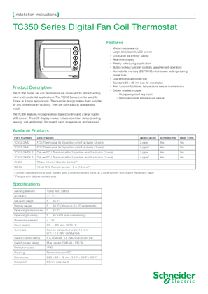 TC350 Series Digital Fan Coil Thermostat