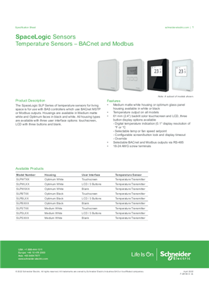 SLP Series Temperature Sensors - Specification Sheet