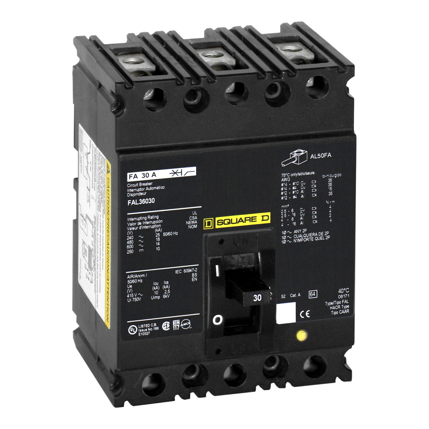 FAL36030, Circuit breaker, FA, 600V, 30A, 3 pole