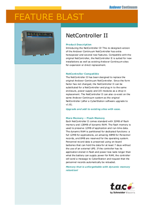 Andover Continuum NetController II  -  Feature Blast