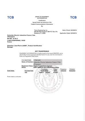 FCC  Certificate eXLhoist