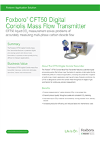 Application Solution: CFT50 Digital Coriolis Mass Flow Transmitter - CFT50 liquid CO2 measurement solves problem