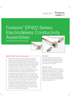 EP402 Electrodeless Conducitivity Assemblies  Datasheet