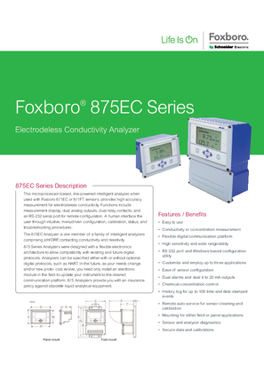875EC Transmitter for Electrodeless Conductivity Measurement Datasheet