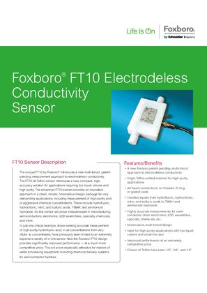 FT10 Electrodeless Conductivity Sensor Datasheet
