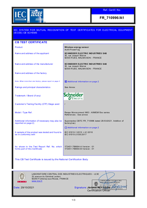 CB_Certificate_FR_710996-A1_PowerTag_A9_M63_