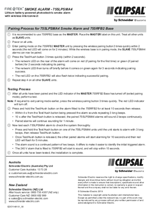 Pairing Process for 755LPSMA4 Smoke Alarm and 755RFB2 Base