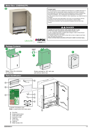 230DRAQTPL-Clipsal Resi MAX Meter Box 21 Module switchboard with Meter Isolation link-Instruction Sheet