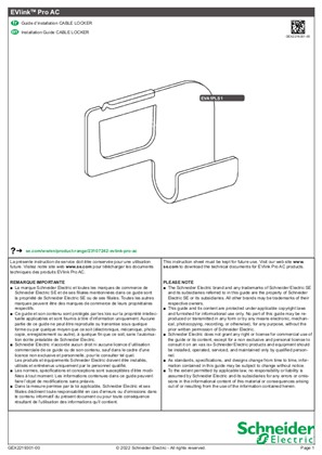 EVlink Pro AC - Cable Locker EVA1PLS1 - Installation Guide