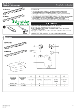 Comb Busbar R9XPN115, R9XPN115N