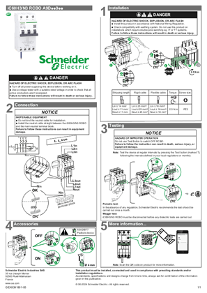 iC60H3 RCBO A9D**9** - Instruction Sheet