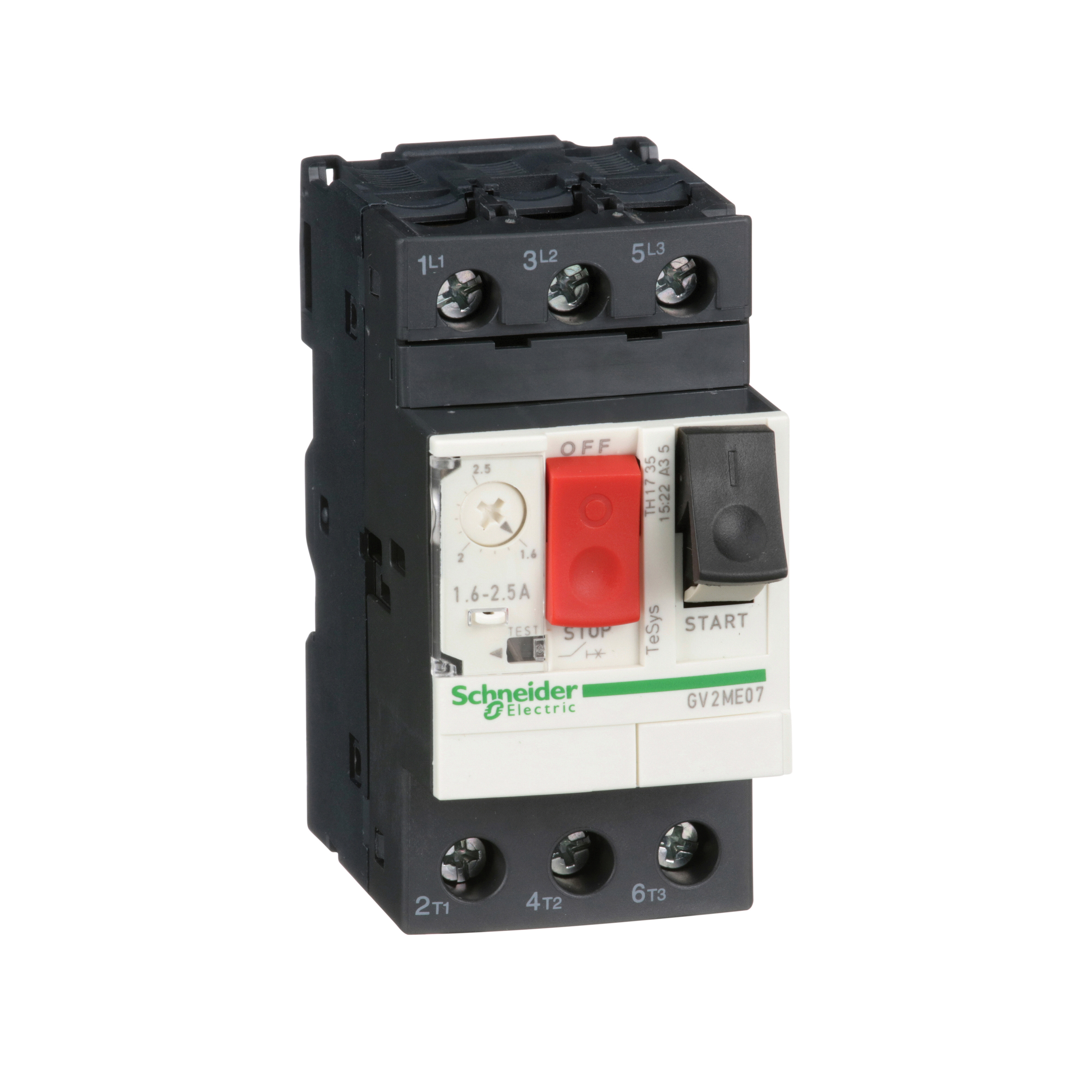 GV2ME07 - TeSys Deca Motor Circuit Breaker - 3P, 1.6-2.5A, thermal magnetic, screw clamp terminals