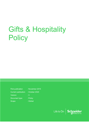 Schneider Electric Gifts and Hospitality policy