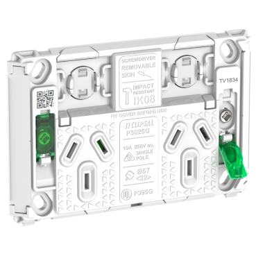 Pro Series, Grid Double Switched Socket, 10A Horizontal 250V
