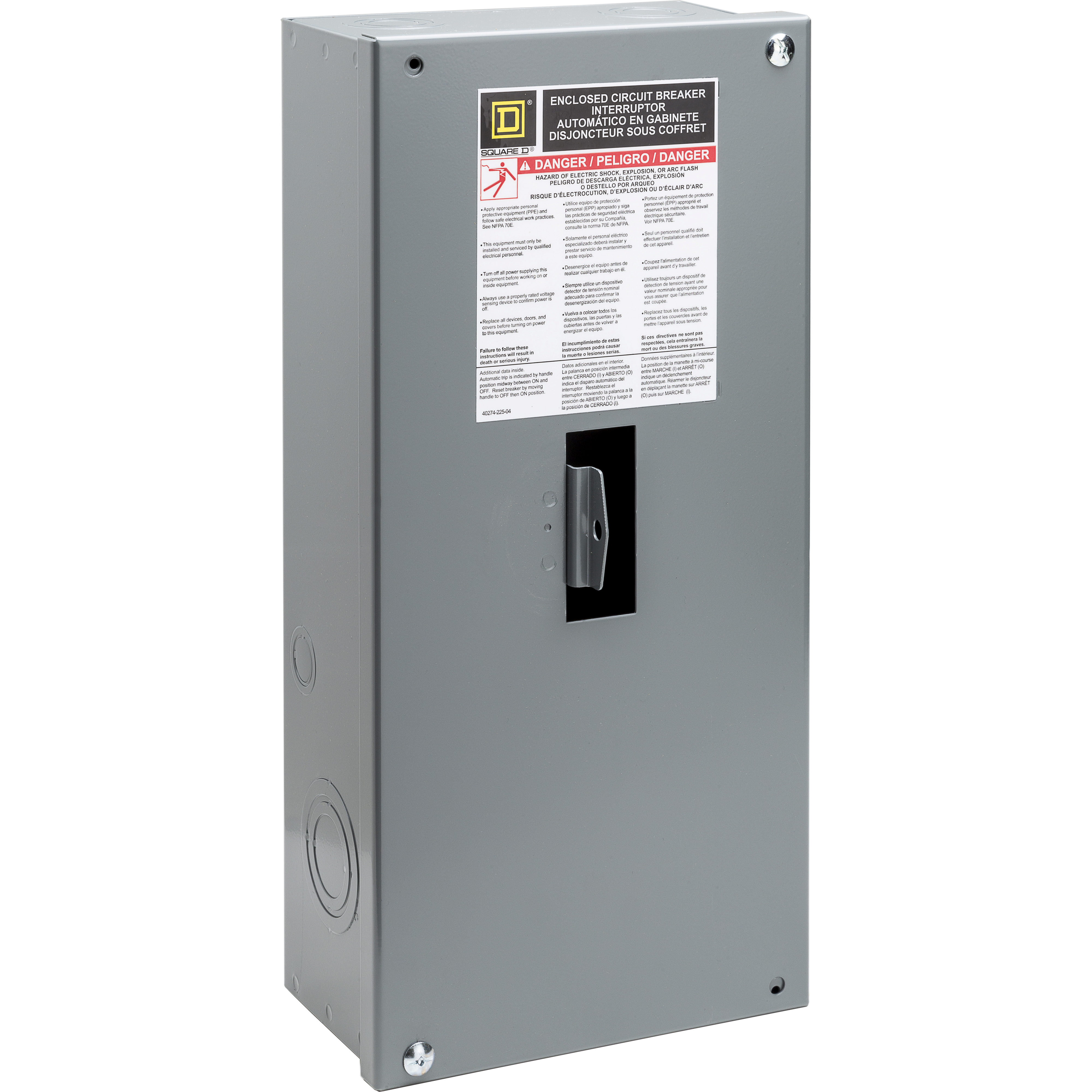 Circuit breaker enclosure, PowerPacT H, 15A to 100A, 3 pole, surface mount, NEMA 1, HDS breaker