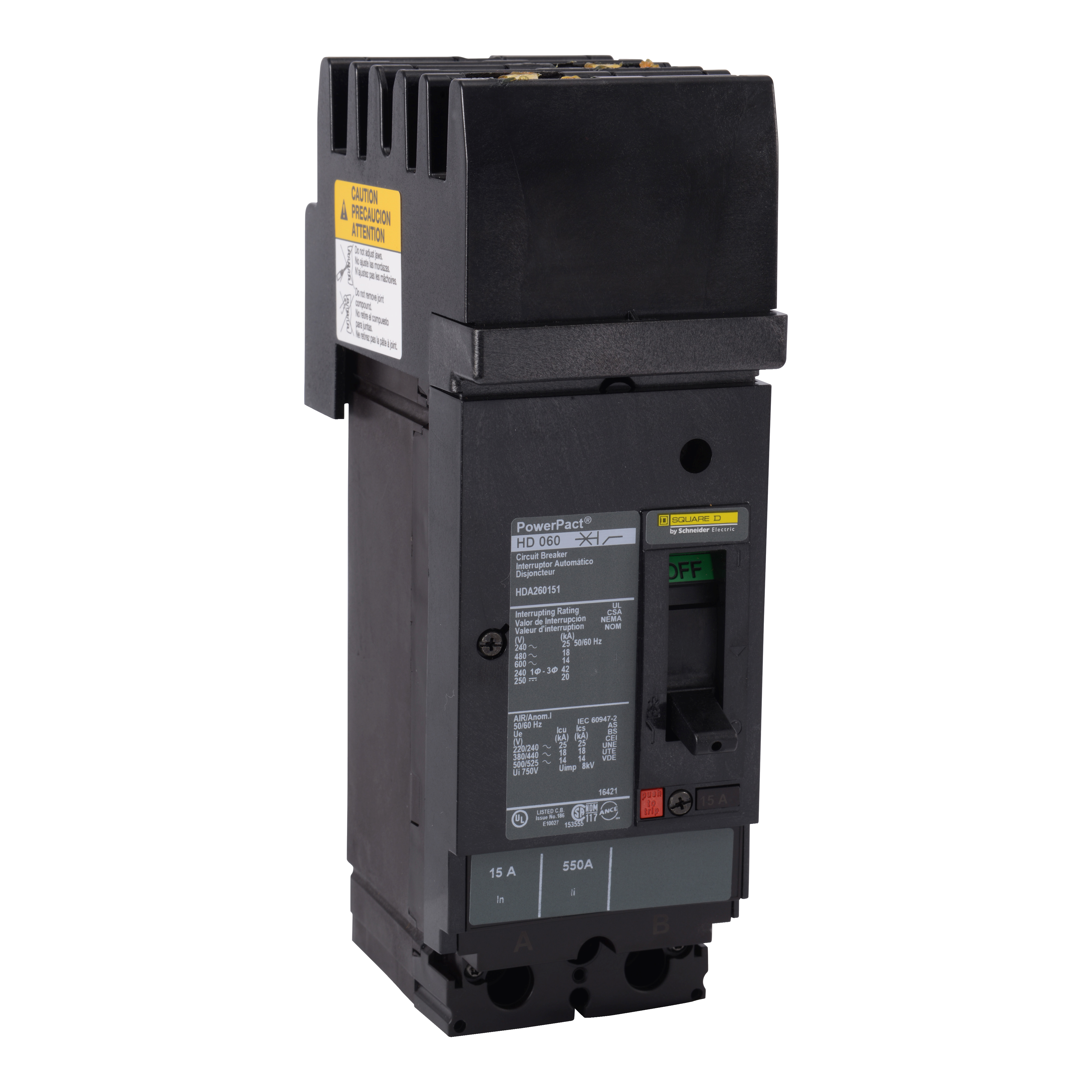 Circuit breaker, PowerPacT H, 70A, 2 pole, 600VAC, 14kA, I-Line, thermal magnetic, 80%, CA