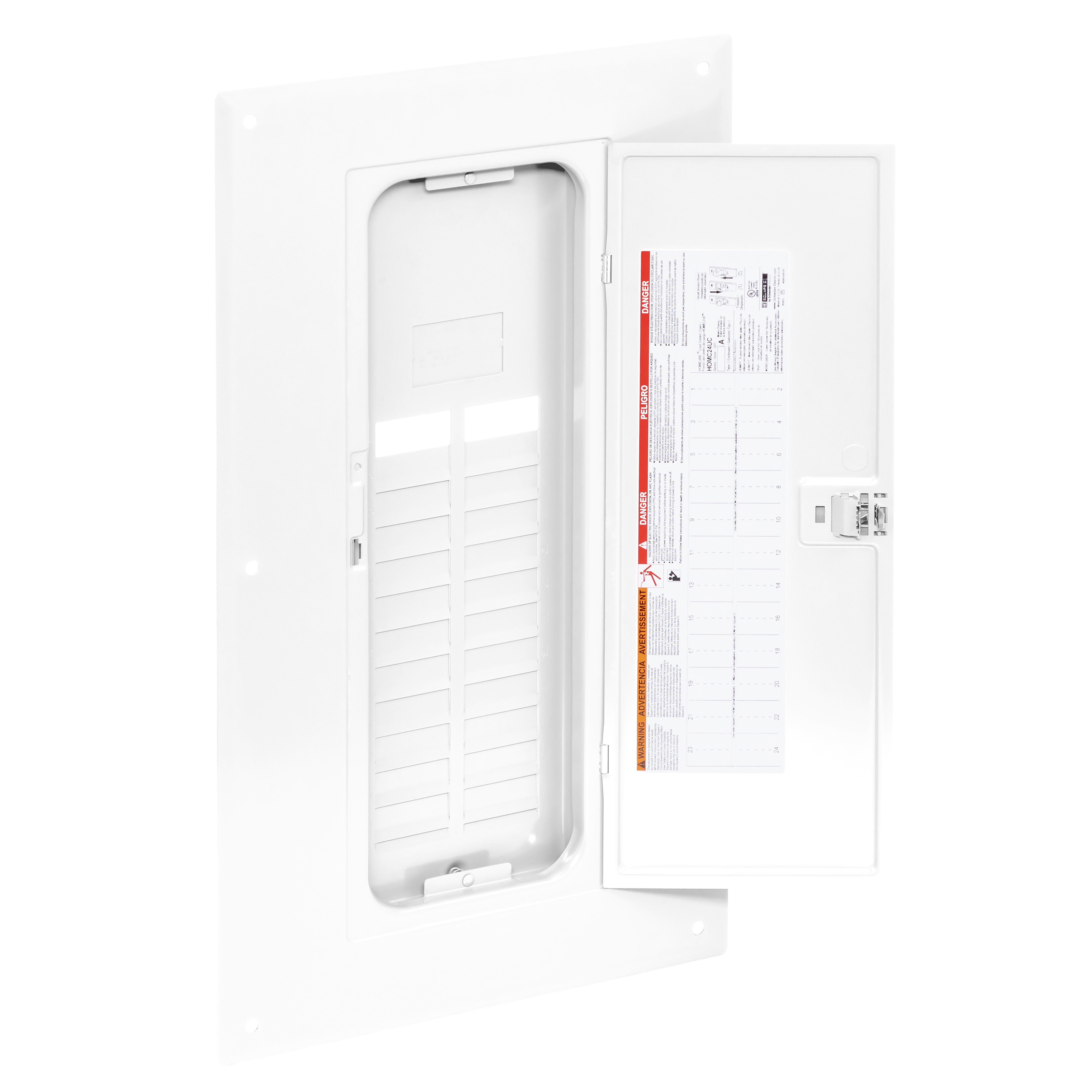 Replacement cover, Homeline, for 24 space load center, combination flush and surface, white