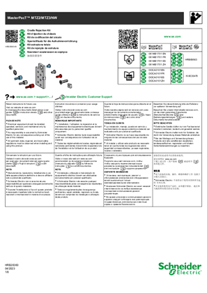 Cradle Rejection Kit for MasterPacT MTZ2/MTZ3/NW Circuit Breakers, Installation Instructions