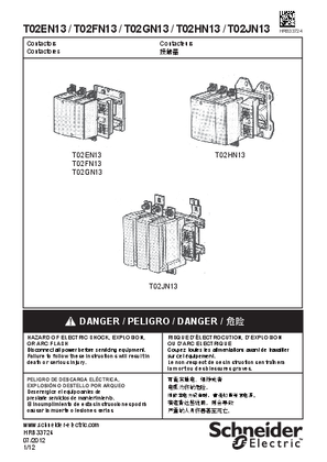 T02EN13, T02FN13, T02GN13, T02HN13, T02JN13 Size 3 to 7 NEMA Rated Contactors Installation Instructions