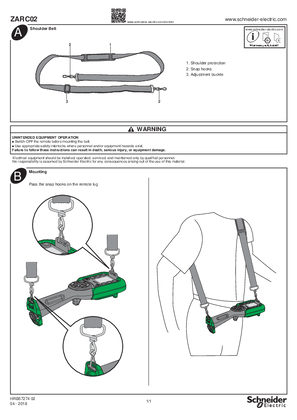 ZARC02 Shoulder Belt for Wireless Remote Control Station, Instruction Sheet