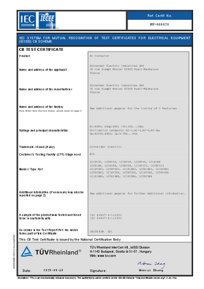 CB Certificate _ TeSys Deca_ LC1D188-258&LC1DT32-DT40&LC2DT32-DT40_Batam_ HYDERABAD