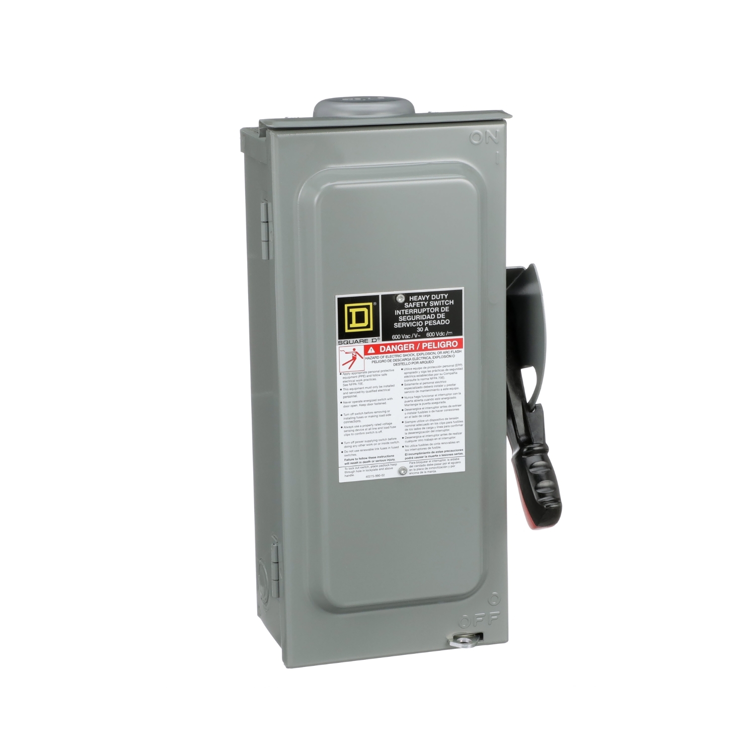 HU361RB, Safety switch, heavy duty, non fusible, 30A, 3 wires, 3 pole, 30hp, 600VAC/DC, NEMA 3R, bolt on hub provision