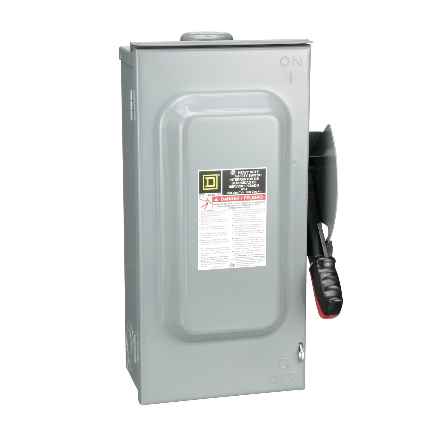 HU362RB, Safety switch, heavy duty, non fusible, 60A, 3 wire, 3 pole, 60HP, 600V AC/DC, NEMA 3R, bolt on hub provision