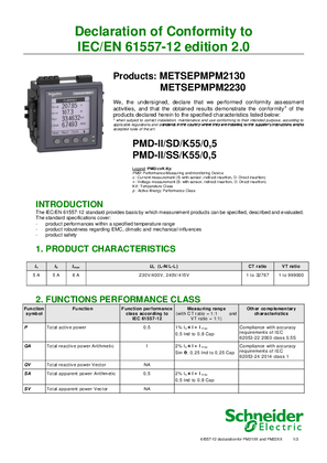 Declaration of Conformity to IEC61557-12 edition 2.0 for METSEPM2230