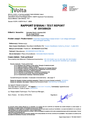 RAPPORT D’ESSAI N° 201508429