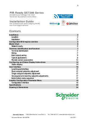 PIR Cover Installation Guide SE7000 Series Thermostats