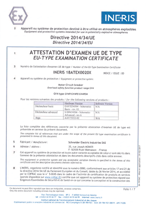 ATEX Certificate INERIS Tesys GV4P-PE02-115