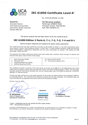 ION8650-IEC61850 Certificate