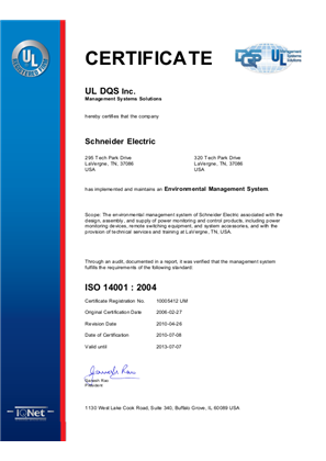 ISO 14001 - 2004 compliance for the LaVergne USA location