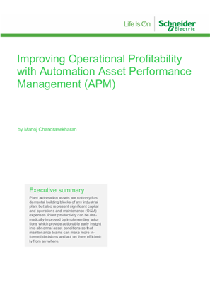 Improving Operational Profitability with Automation Asset Performance Management