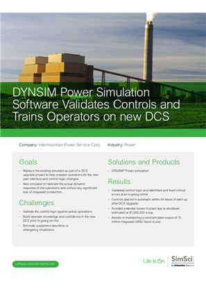 DYNSIM Power Simulation Software Validates Controls and Trains Operators on new DCS