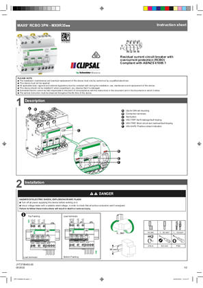 Instruction sheet - Residual current circuit breaker with overcurrent protection (RCBO) 3PN