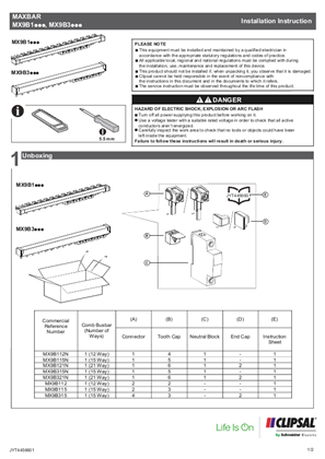 Instruction sheet - MAXBAR