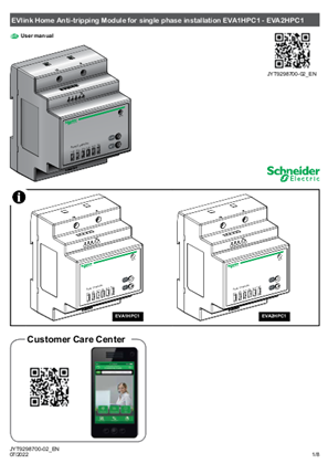 EVlink Home, Anti-tripping module, 1P, maximum current allowed to charging  station manually setting from 16A to 50A