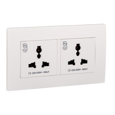 Universal socket, Vivace, 13 A, 250 V, 2 Gang, 3 Pin