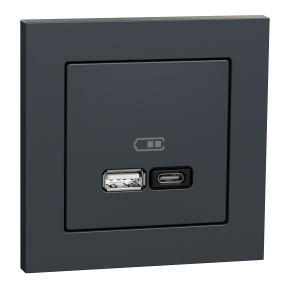 USB Ladestation Typ A+C mit Power-Delivery-Technologie und 45W Ladeleistung, Merten System M-Pure, Anthrazit