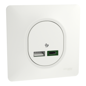 Ovalis - Chargeur USB type A 7,5W + C 45W - Forte puissance type C - Blanc - Mat