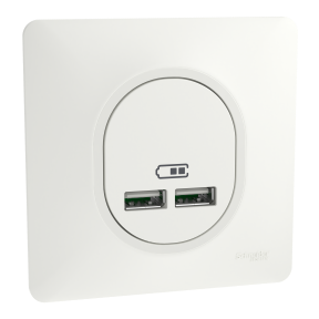 Ovalis - double chargeur USB A+A 10,5W - Blanc - Mat