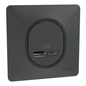 Ovalis - double chargeur USB A+C 12W - Anthracite - Mat