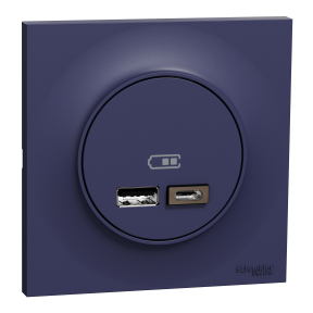 ODACE STYL - Kit double chargeur USB type A+C, coloris Bleu Cobalt mat